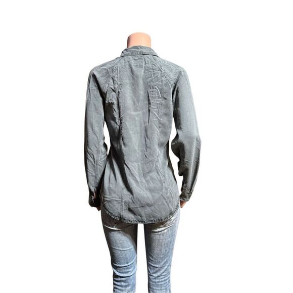 Women’s raglan long sleeve tencel button-down shirt  top M - Picture 2 of 7